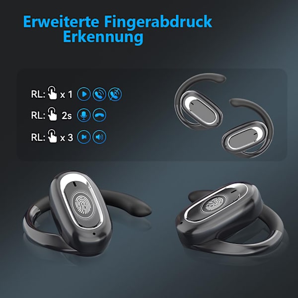 Urheilukuulokkeet Bluetooth, T35 avoimet korvakuulokkeet Bluetooth 5.3 HD-mikrofonilla, nappikuulokkeet korvakoukuilla, 24 tunnin toistoaika, ENC-puhelun melunvaimennus,