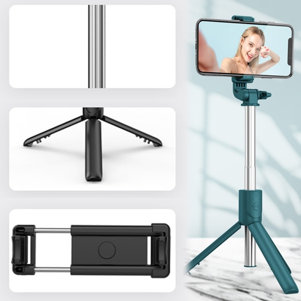 Bærbar Selfie Stick, håndholdt stativ med avtakbar trådløs