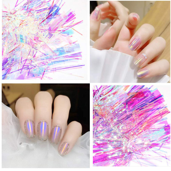 Cellofan Nail Art Stickers, Holographic Rainbow Stickers