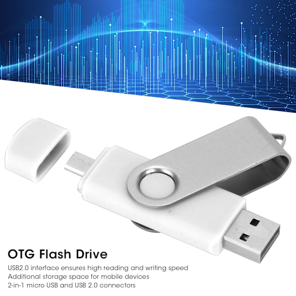 2 i 1 USB-minne OTG U Disk Minnessticka Micro USB Datalagring Vit CW1004032GB