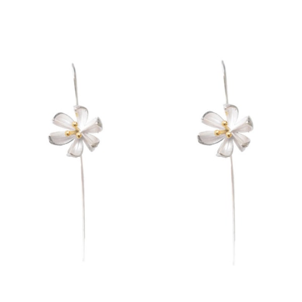 S925 Sterling Silver Drop örhängen Elegant Orchid Flower Fashion