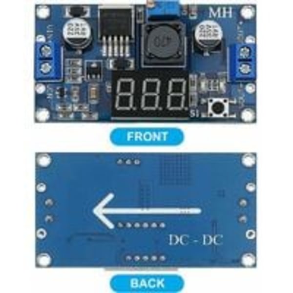 2 st DC-DC Buck Spänningsomvandlare Strömförsörjningsmodul Stabil Justerbar Steg-Ner-Modul 36V 24V 12V till 5V 2A Strömförsörjningsmodul med LED-display——