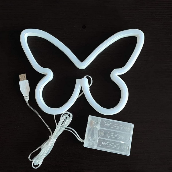 ENUOLI Butterfly Neon Lys Rosa Neon Skilt Neon Væglampe USB