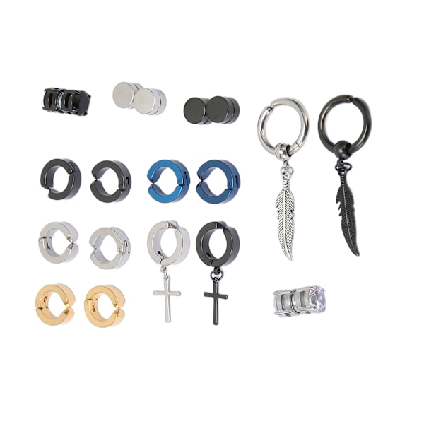 10 par magnetiska örhängen studs set i rostfritt stål zirkonia opiercerad dekor 8mm