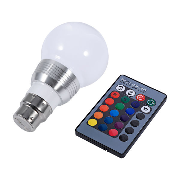 3W 16 Färg RGB LED Ljus Färgväxlande Glödlampa 85-265V Med Fjärrkontroll För Hem Bar B22