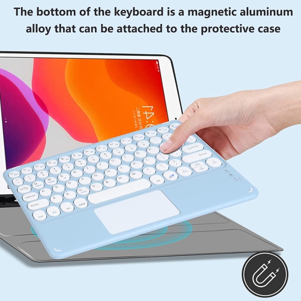 Bluetooth Keyboard Touch, Wireless Keyboard Ultra-Slim Portable with Trackpad, Built-in Rechargeable Battery - Blue pink color