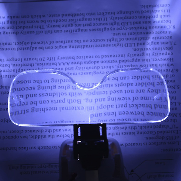 Forstørrelsesglass med 2 LED-lys, frontforstørrende headset