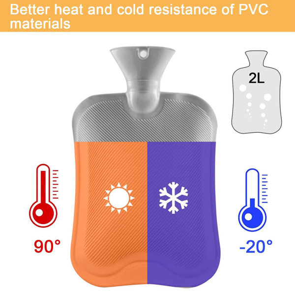 Varmtvandsflaske med blødt plysdæksel - 2L - Klassisk varmtvand