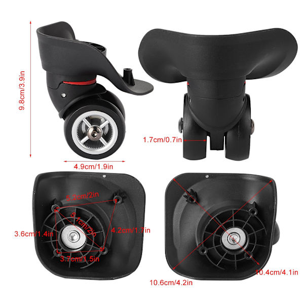 1 Par Svarta Resväskdelar Resväskehjul Ersättning Reparation Swivel Caster