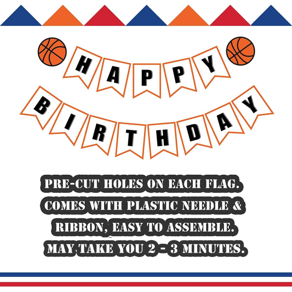 Basketball bursdagsbannere | Basketball tema Happy Bday Bunting