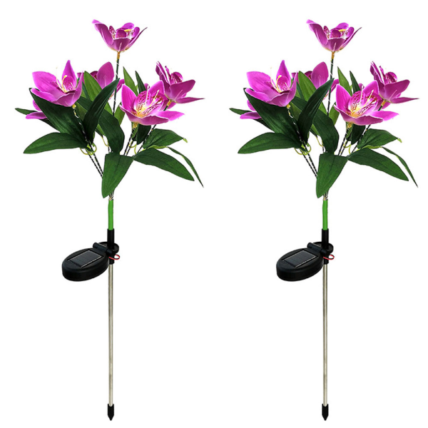 2 stk Solar orkidé Blomsterlys, Havelys til jul
