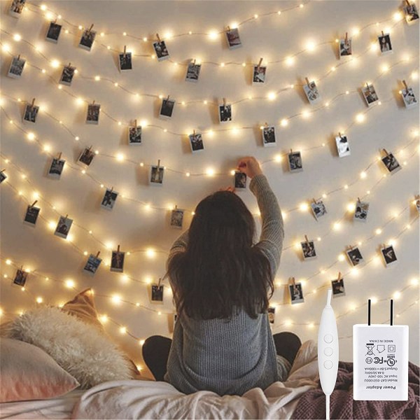100 LED 32,8-fots Fairy Copper String Lights USB -drivna, Dimmab