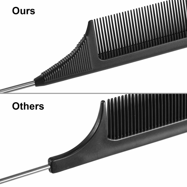 3 förpackningar Rat Tail Comb Stålstift Rat Tail Kolfibervärme