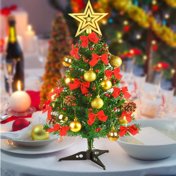 Kunstigt mini julefyrtræ med LED-lys