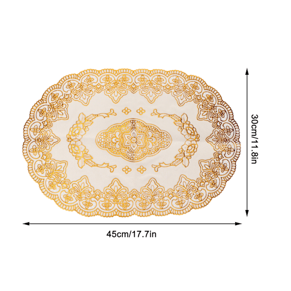 2 stk. PVC-bordbrikke Gull Plassbrikke Kopp Underlag Pude Kjøkken Restaurant Bryllupsdekorasjon Oval 01