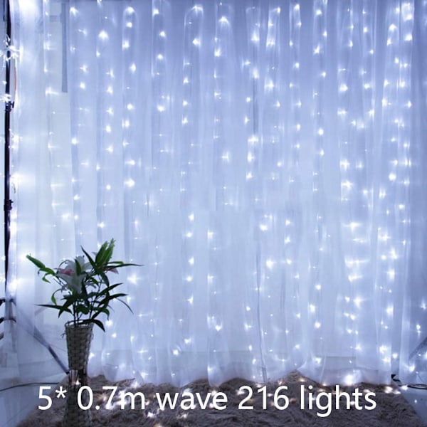 LED-jääpuikkonauhavalot, 16,4 jalkaa 216 LED-verho tähtikeiju L