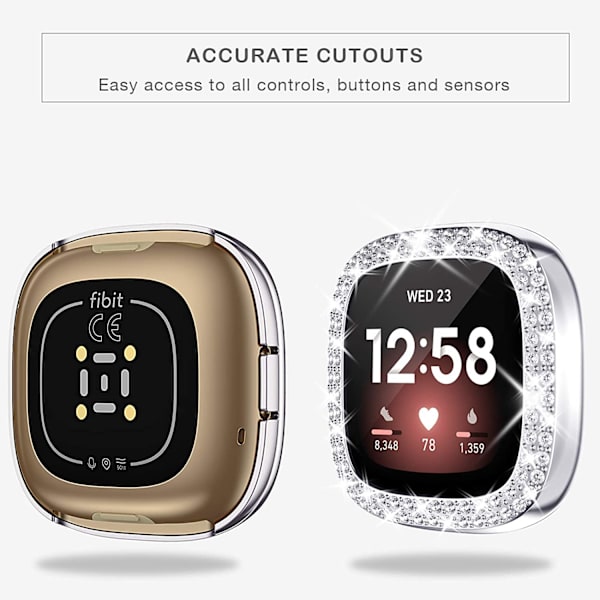 [2Pack] Yhteensopiva Fitbit Versa 3 Fitbit Sense Bling
