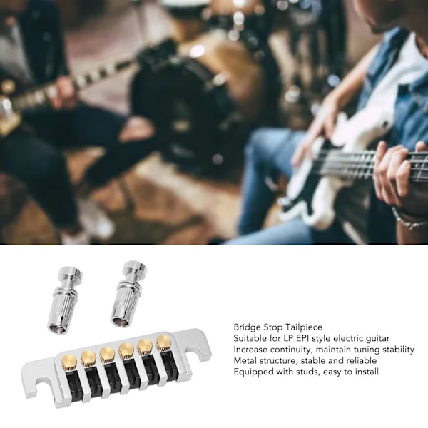 Gitarrstall Svansstycke Vändbart Wrap Around Sadelstall Stop Tailpiece för LP EPI Stil Elgitarrer Silver