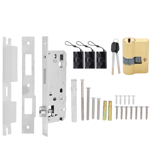 Älykäs elektroninen ovilukko 4in1 Avaa koodilla, kortilla, sormenjäljellä, avaimella, Alumiiniseos, kapea kehys, kotiin 35x85mm/1.38x3.35in