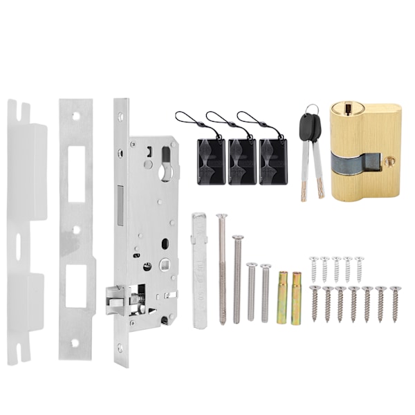 Smart Elektroniskt Dörrlås 4-i-1 Upplåsning med Kodkort Fingeravtryck Nyckel Aluminiumlegering Smal Ram för Hem 35x85mm/1.38x3.35in