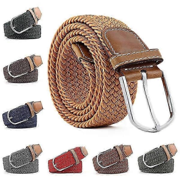 Unisex Elastisk Solid Strikket Lerret Belte Dekorasjon Kvinner Menn Spenne Stropp Klestilbehør copper red