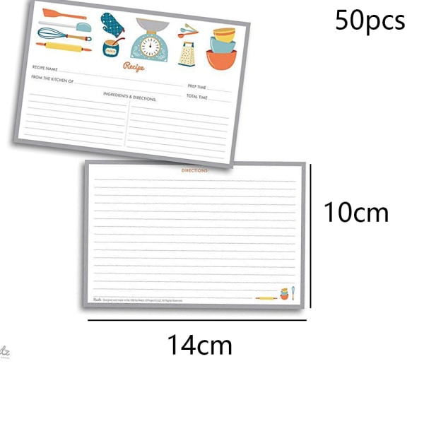 Hjemmekjøkken oppskriftskort - 50 dobbeltsidige kort, 10x14 cm. Thi