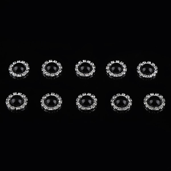 10 stk. 20mm DIY  halvrunde perleperler Scrapbooking-dekoration flad bagside (sort)