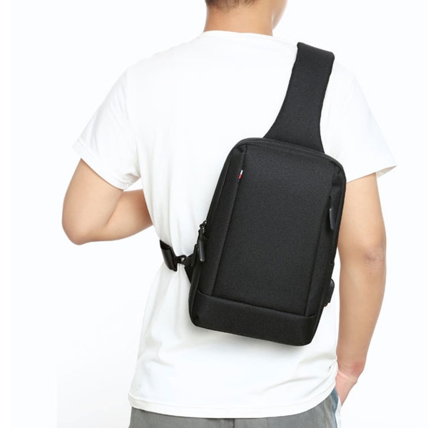 Crossbody Sling Bag for Menn og Kvinner, Casual Skuldersekk, Brystveske for Fotturer Reise, Oxford-stoff, 31,5*21*6cm