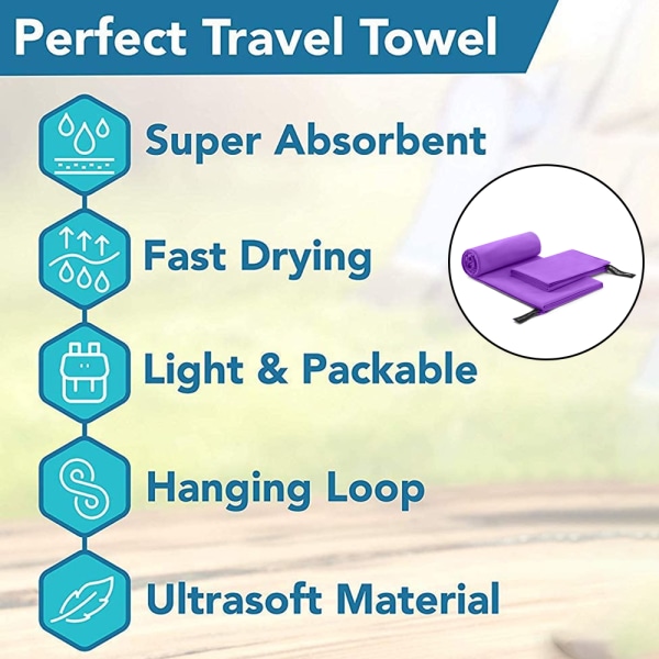Utomhus Mikrofiber Camping Handduk Snabbtorkande Lätt - Quic