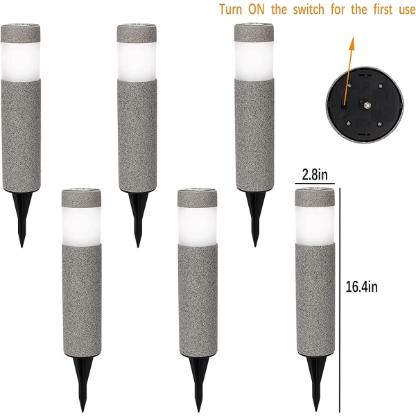 3-pack Solar Automatic LED Trädgårdslampor, Stone Pillar Lights, P