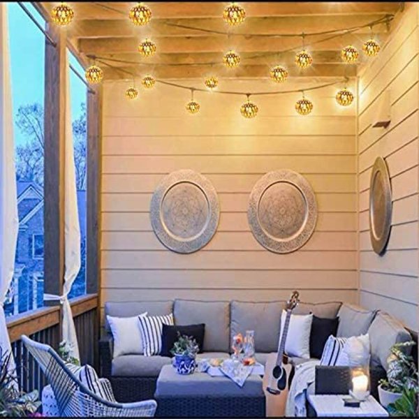 Marokkansk Globe String Lights USB 8 Tilstand 24ft 50 LED Rosaguld De