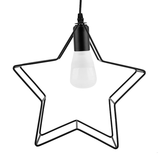 Stjärnformad Pendellampa, Halvinfälld Taklampa för Kök Matsal, Rustik Industriell Taklampa i Svart Järn, Kompatibel med E27-lampa, Perfekt