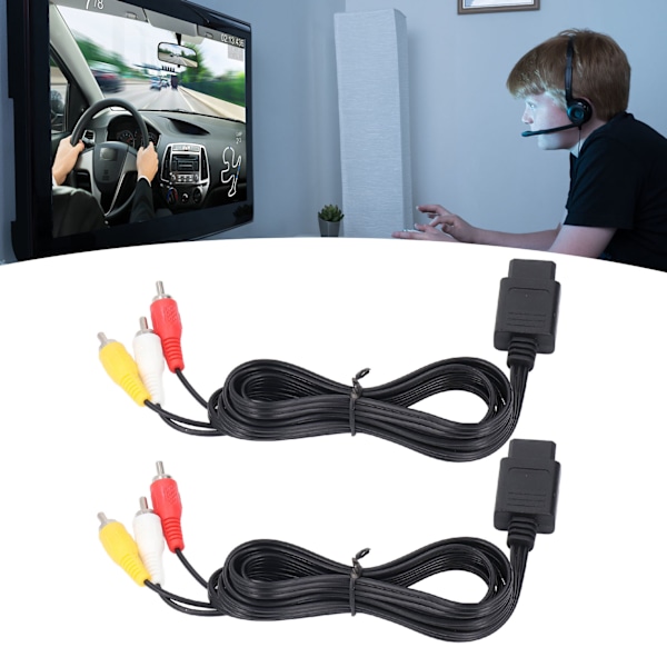 2 st AV-kabel färgkodad 1,8 m ljud- och videokompositkabel för N64 för SNES för NGC TV-spel