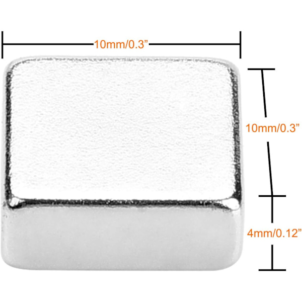 Tehokas supervahva neodyymimagneetti DIY-töihin seinäpaneeleihin, jääkaappeihin, valkotauluihin - Neliönmuotoinen neodyymimagneetti 10X10X4mm (20 kpl)