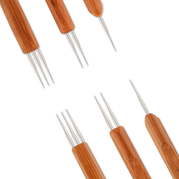 Sunshane 6 stycken Dreadlock virknål 0,5 mm 0,75 mm nål