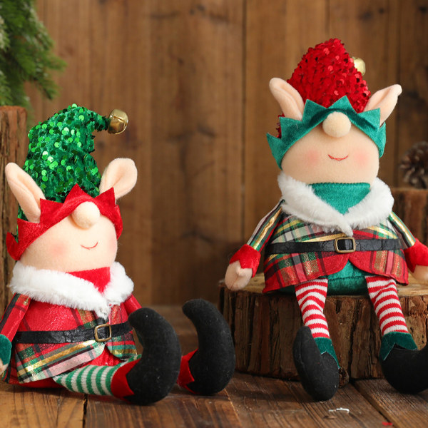 Elf-jule-udstoppede dukker, drenge- og pigealfer-ferielegetøj - F