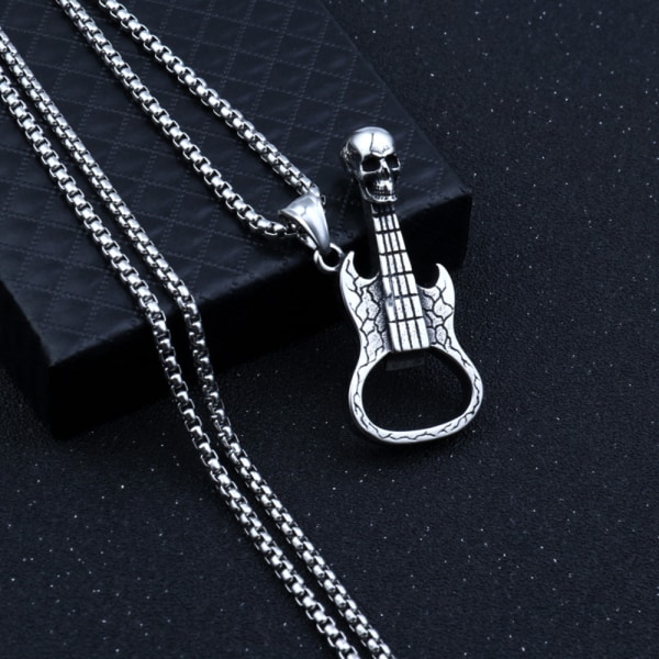 Retro ölgåva skalle gitarr kapsylöppnare för män, födelsedag