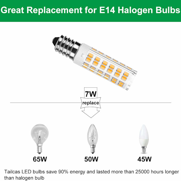 6 E14 LED-lampor, 7W (motsvarande 65W halogen), varmvit 3000K 700LM, Edison-skruvbas, ej dimbar, AC 220-240V