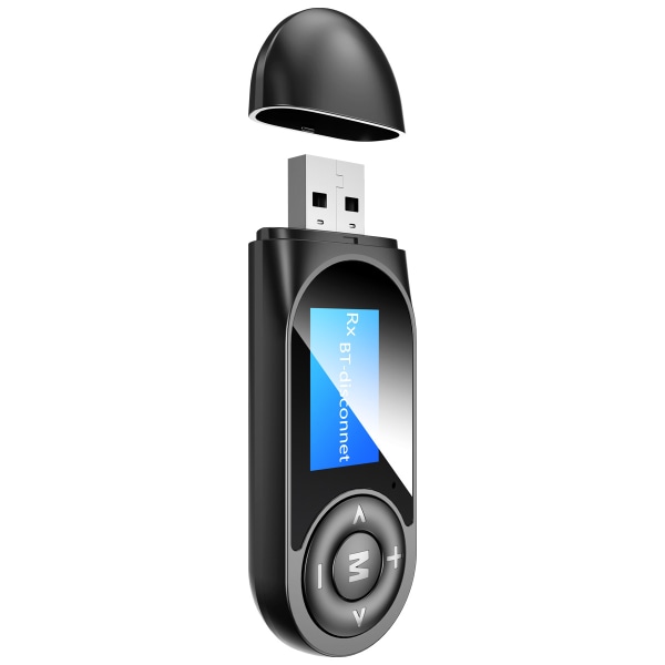 Bluetooth lähetinvastaanotin, 2 in 1 langaton lähetin-/vastaanotinsovitin USB Bluetooth 5.0 -ääni, näyttö ja 3,5 mm Aux TV PC