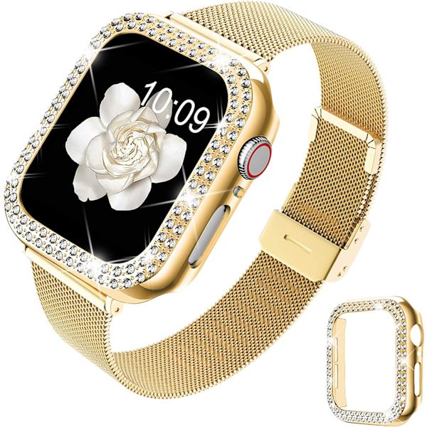 Kompatibel med Apple Watch-armband med fodral, dam flicka rostfritt