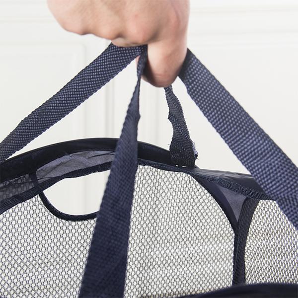 Stor kapasitet klesvask kurv polyester mesh sammenleggbar opp vaskeri kurv pose