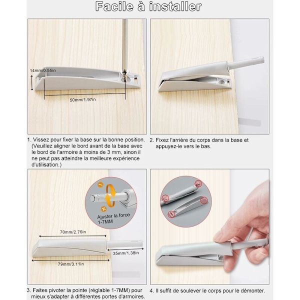 Tryck för att öppna magnet skåpdörr 4 stycken magnetisk trycköppningslås tryck skåp magnetisk stängning för skåp tryck för att öppna system lådsdämpare