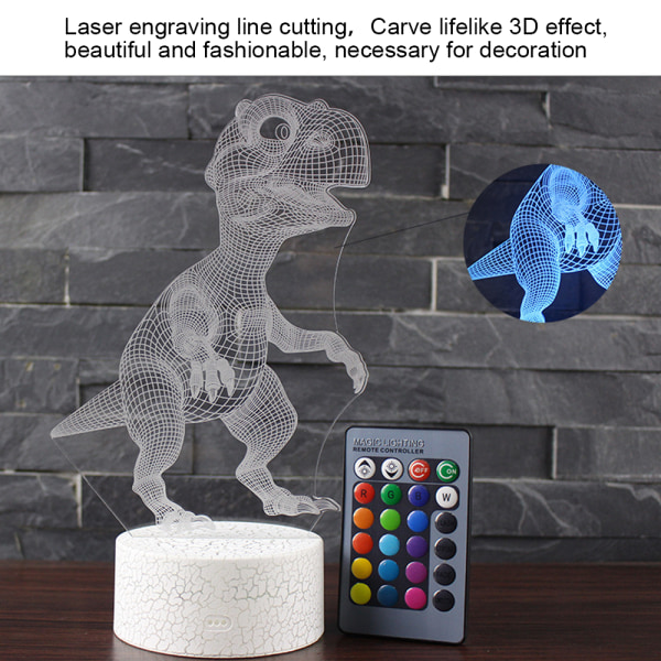 Dinosaur-serie fargerik 3D nattlys, kreativ gave lampe tabl