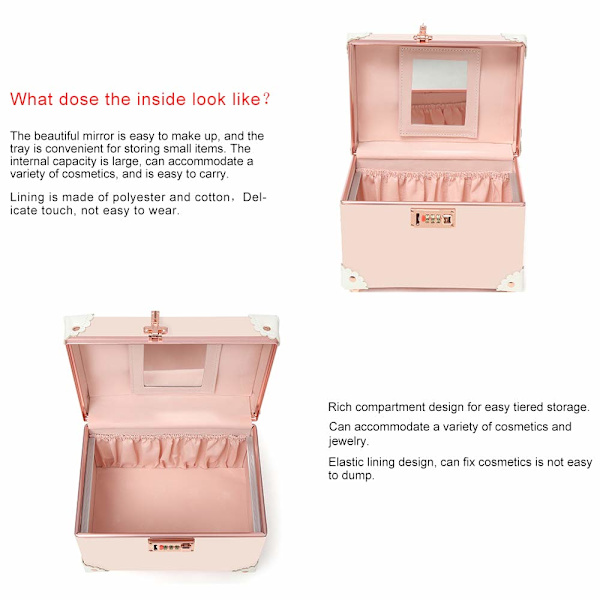 Bærbar Makeup Train Case Kosmetik Organizer Case Læder