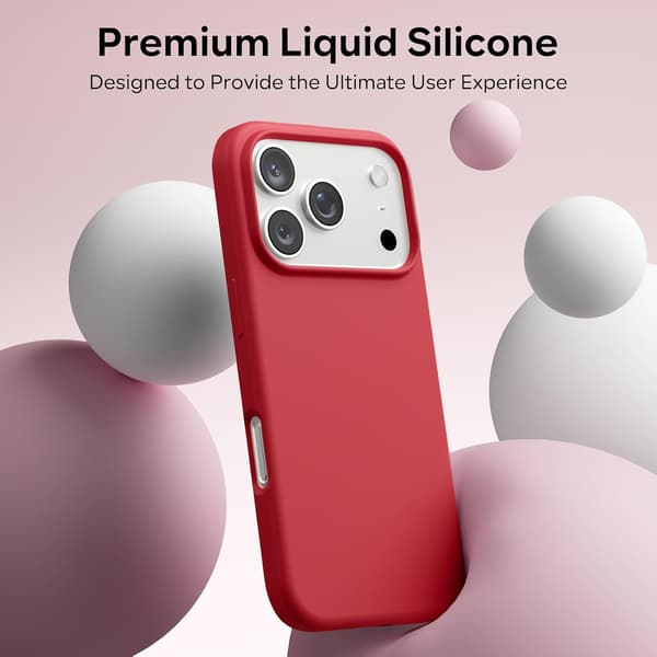 Compatible with iPhone 17 Pro Max 6.9 inch, Liquid Silicone Ultra-thin Protective Case, Lightweight Soft Shockproof Phone Cover Red Red iPhone 17 Pro Max