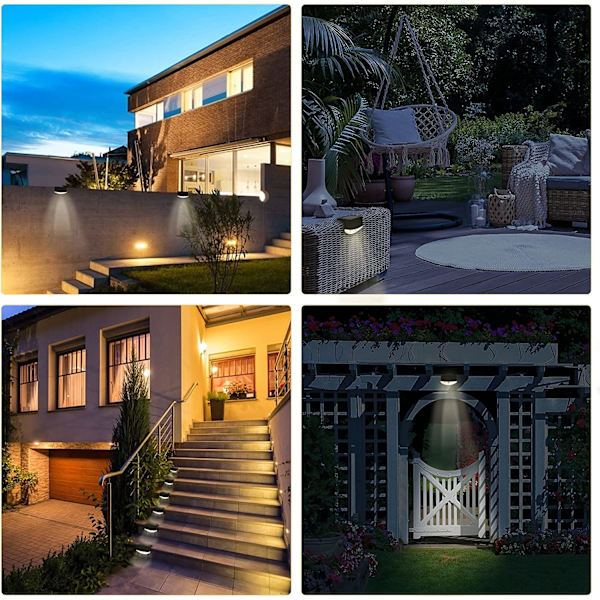 Solar Deck Lights 4 Pack, Step Lights Vattentät 2 LED Solar Fen