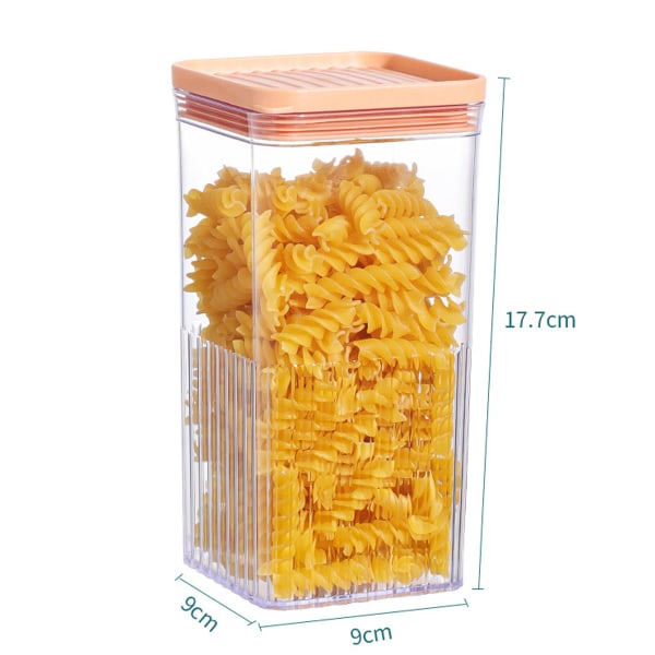 Lufttætte køkkenopbevaringsbeholdere, gennemsigtige plastikbeholdere til korn, kaffe, tørret frugt, pasta (900 ml)