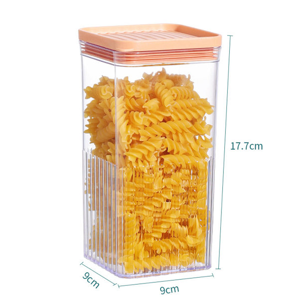 Lufttette matbeholdere for kjøkken, gjennomsiktige plastbeholdere for frokostblandinger, kaffe, tørket frukt, pasta (900 ml)