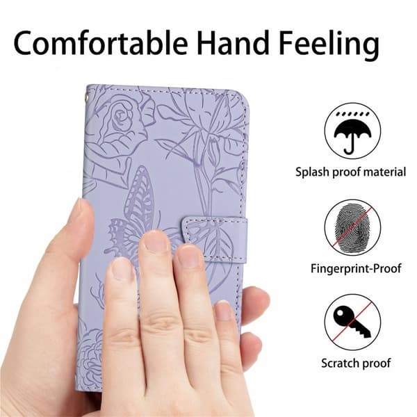 Samsung Galaxy S26 Pro Etui med blomstret kunstlæder - Lilla