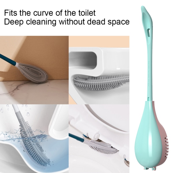 Toiletsbørste og holder sæt, badeværelse toilet rengøringssystem,